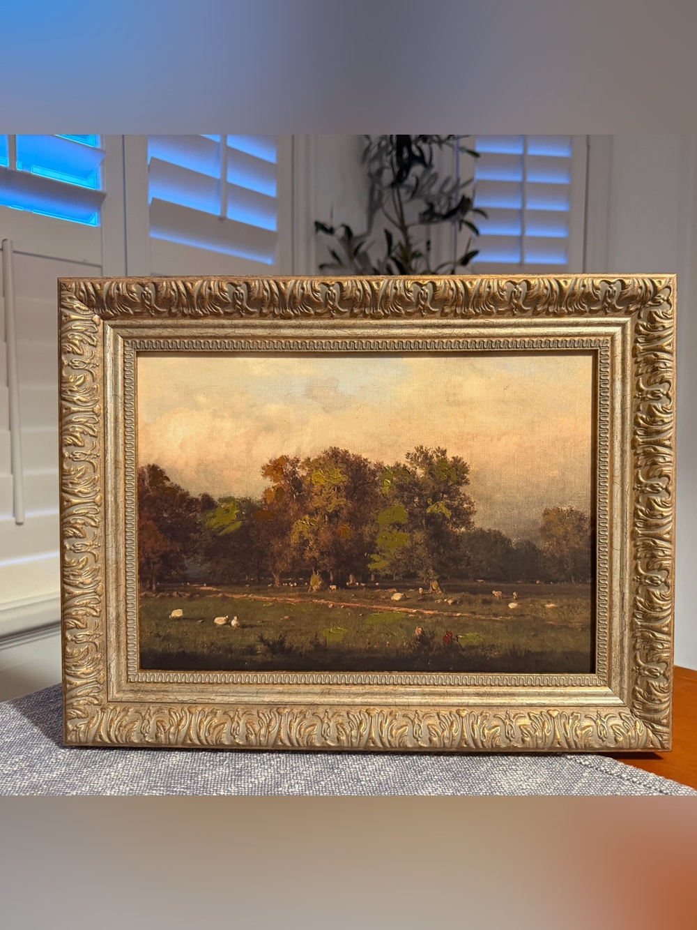 18x14 “psalms 23” sheep medow landscape with vintage frame